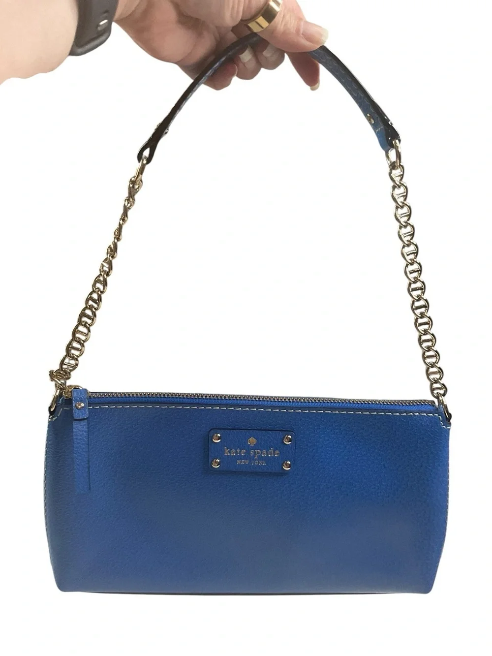 Kate Spade Wellesley Byrd Cobalt Blue Pebbled Leather Shoulder Bag